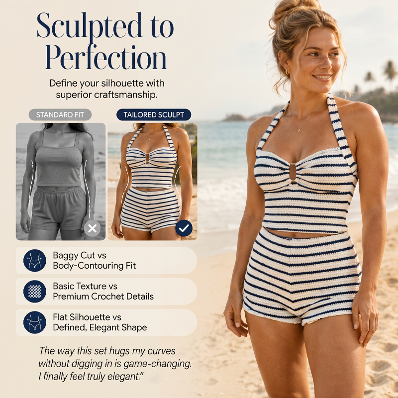 Women's Striped Halter Tankini 2-Piece Set