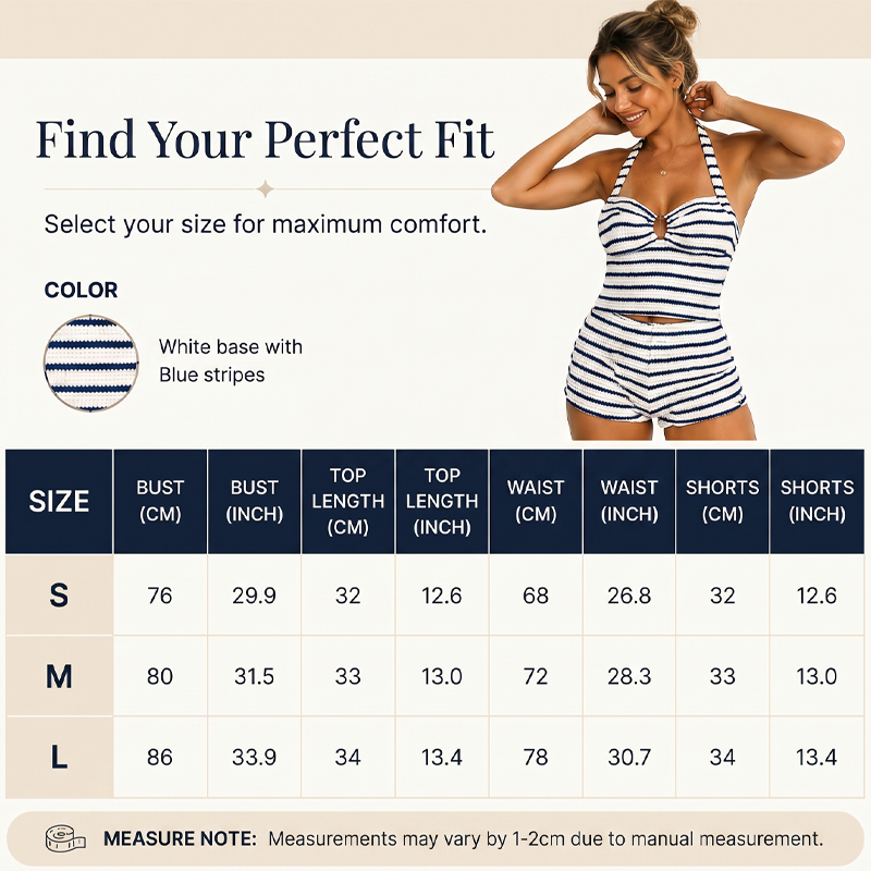 Women's Striped Halter Tankini 2-Piece Set
